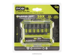 accessoires ch RYOBI 12 pièces. 2 embouts à percussion diamantés 24XXL4841