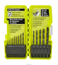 accessoires ch RYOBI 14 pièces. jeu de forets à oxyde noir 24XXL4792