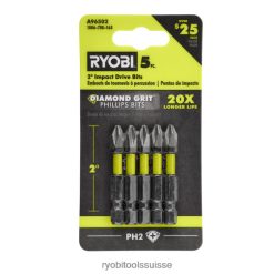 accessoires ch RYOBI 5 pièces. 2 embouts à percussion diamantés 24XXL4823