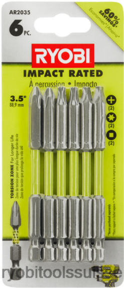 accessoires ch RYOBI Kit de conduite à impact de 3,5 en 6 pièces 24XXL4825