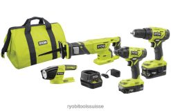 outils électroportatifs ch RYOBI Kit combiné 18 V One+ 4 outils 24XXL4865