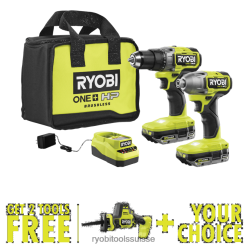 outils électroportatifs ch RYOBI Kit combiné de 2 outils sans balais 18 V One+ HP avec scie alternative compacte sans balais à une main 18 V One+ HP gratuite et outil de sélection gratuit de votre cho