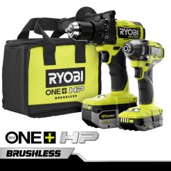 outils électroportatifs ch RYOBI Kit de 2 outils pour perceuse à percussion et visseuse à percussion sans balais 18 V One+ HP 24XXL4861